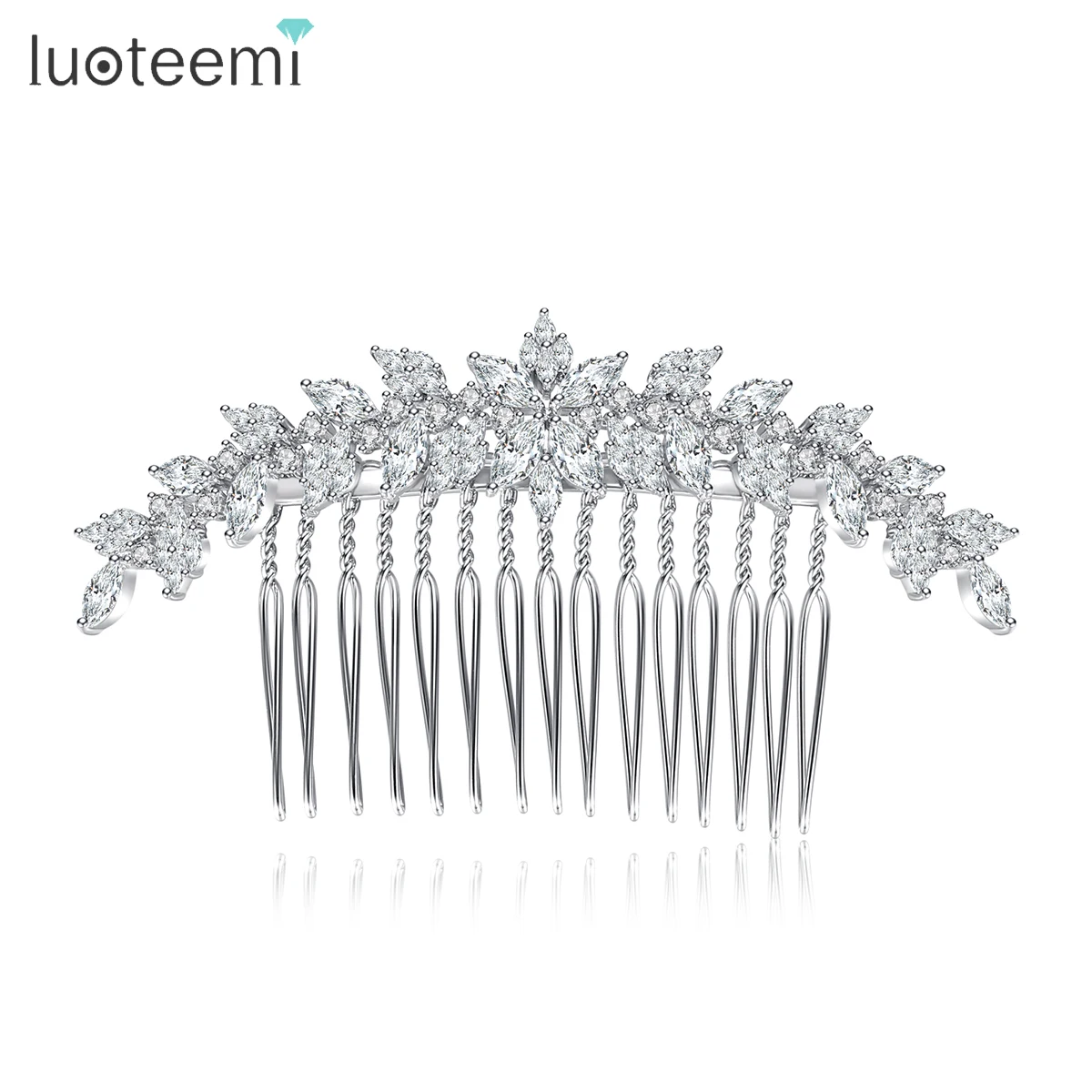 LUOTEEMI Wedding Flower AA A Cubic Zircon Hair Pins for Woman Vintage Style Jewelry Design