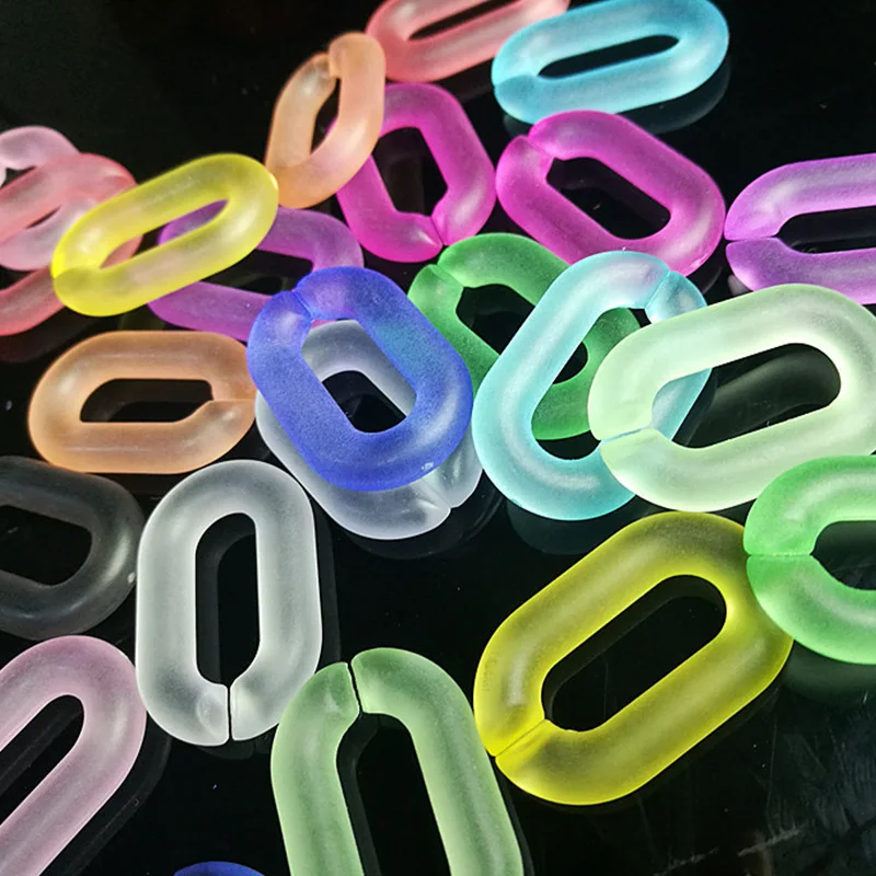 ZONESIN DIY Colorful Acrylic Clear Thick Chain Necklace Oval Open Ring Connector Plastic Chain for Bag Accessories