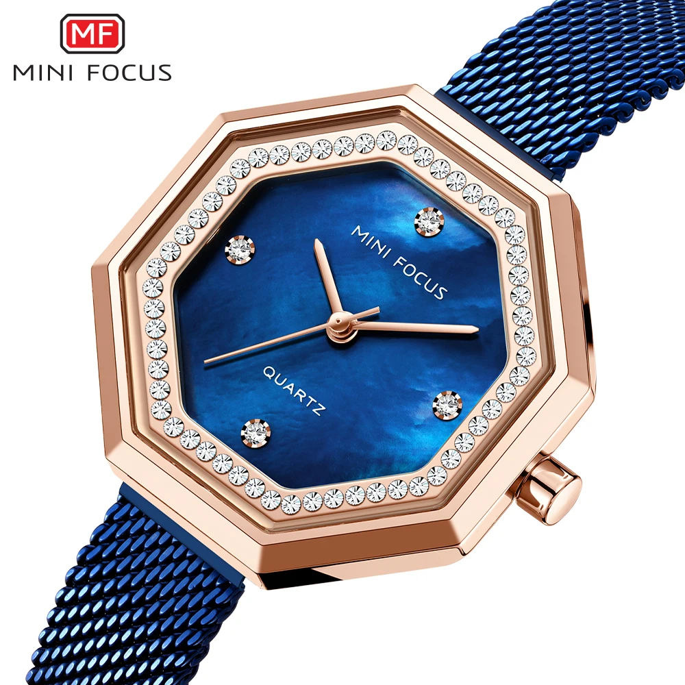MINI FOCUS MF0304L New Design Women Wrist Watches Quartz Wholesale Geneva Luxury Lady Mesh Stainless Steel Bracelet Watch