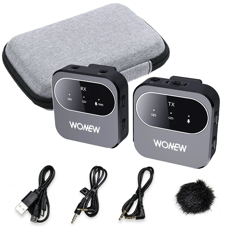 WONEW 2022 New Tiktok Podcast Recording Studio Condenser Computer Mini Wireless Lavalier Microphone