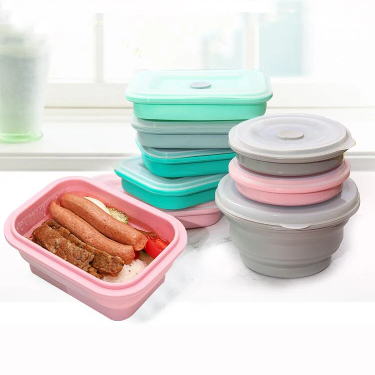 Wholesale Eco Friendly Air Tight Tiffin Lunch Box Set For Kids Collapsible Takeaway Silicone Food Container