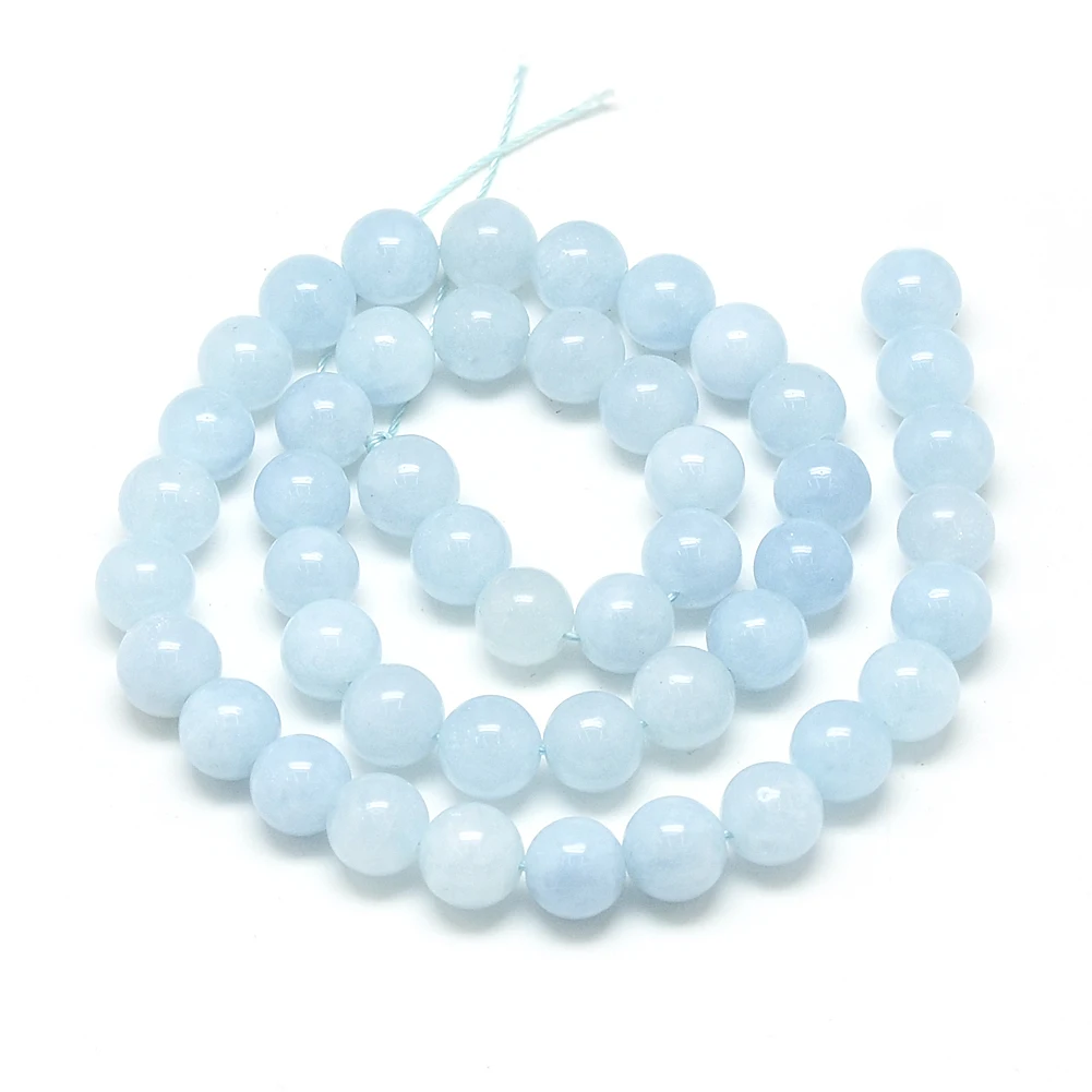 PandaHall 8mm Round Natural Aquamarine Beads Strands