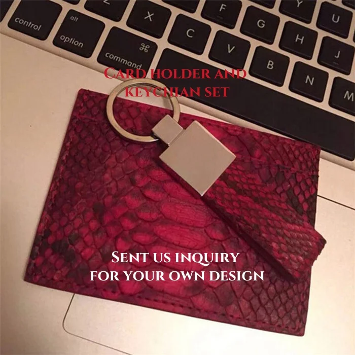 OEM Porte Carte Cuir Tarjetero De Cuero Custom Luxury Women Men Genuine Snake Skin Leather ID Credit Card Holder Wallet