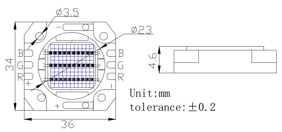 sell LEDGUHON cob high power 30W RGB led chip(J1C type)