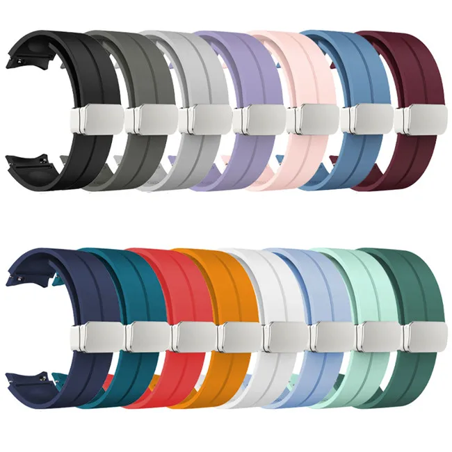 2023 Fashion Hot Sale Magnetic Buckle Silicone Rubber Wrist Watch Sport Band For Samsung  Watch Series 5 Smart Watch