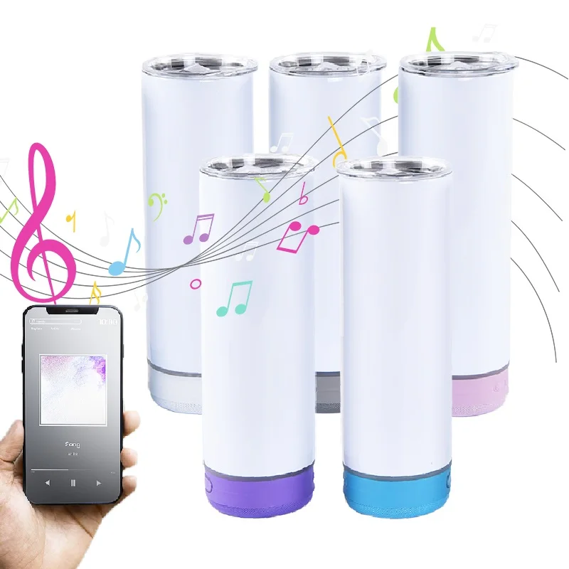 Usa Tooth Speaker Music Sublimation Tumbler Coffee Mug Stainless Steel Warehouse 20oz Insulated Smart Blue Water Bottles White