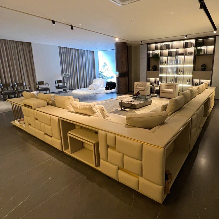 Furnistyle 2024 luxury GENUINE LEATHER sofa modern de luxury velvetsofa big for home luxury recliners euro sectional 9 seaters