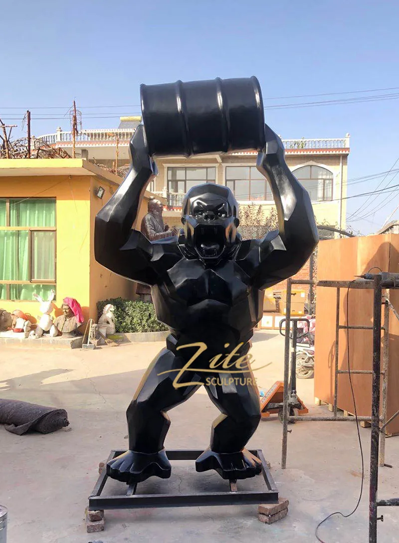 Outdoor art life size fiberglass animal sculpture geometric resin lion statue