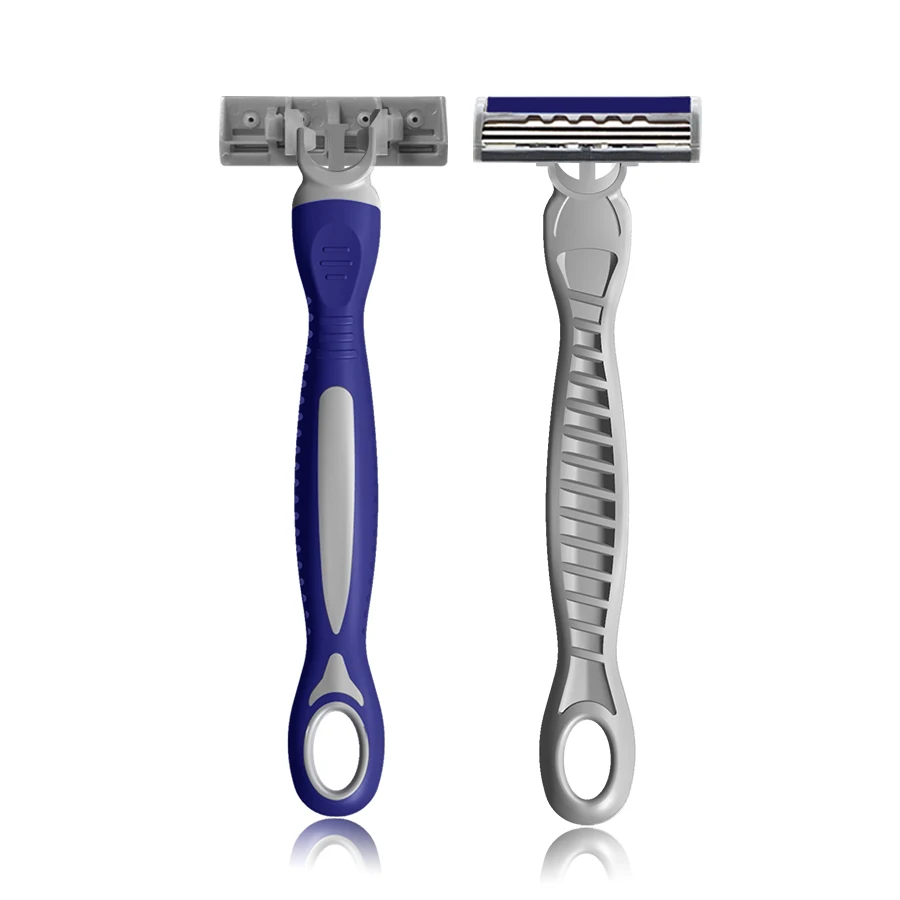 New product-R3177 Disposable Triple Blades Razor Long  Rubber Handle for men shaving
