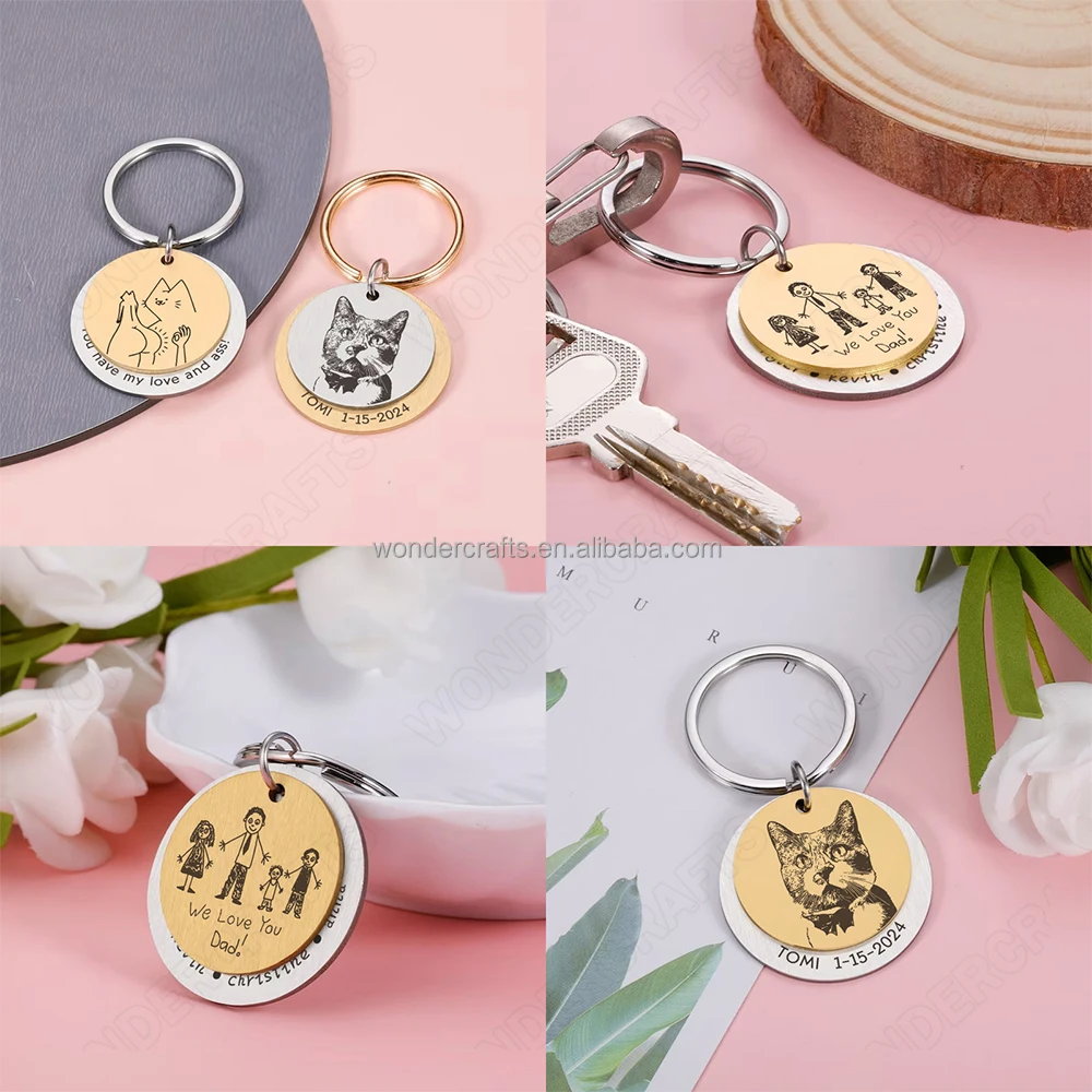 WD Personalized Custom Graduation 2 Two Layers Key Chain , Stainless Steel Double Layer Pet ID Dog Label Tags