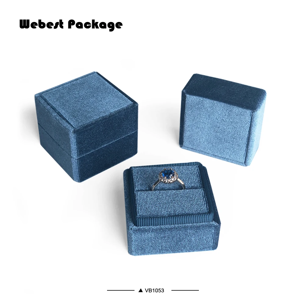 
Webest Brand Luxury Stretch Korean Velvet Jewelry Jewellery 2pcs Flocking Couple Ring Box 