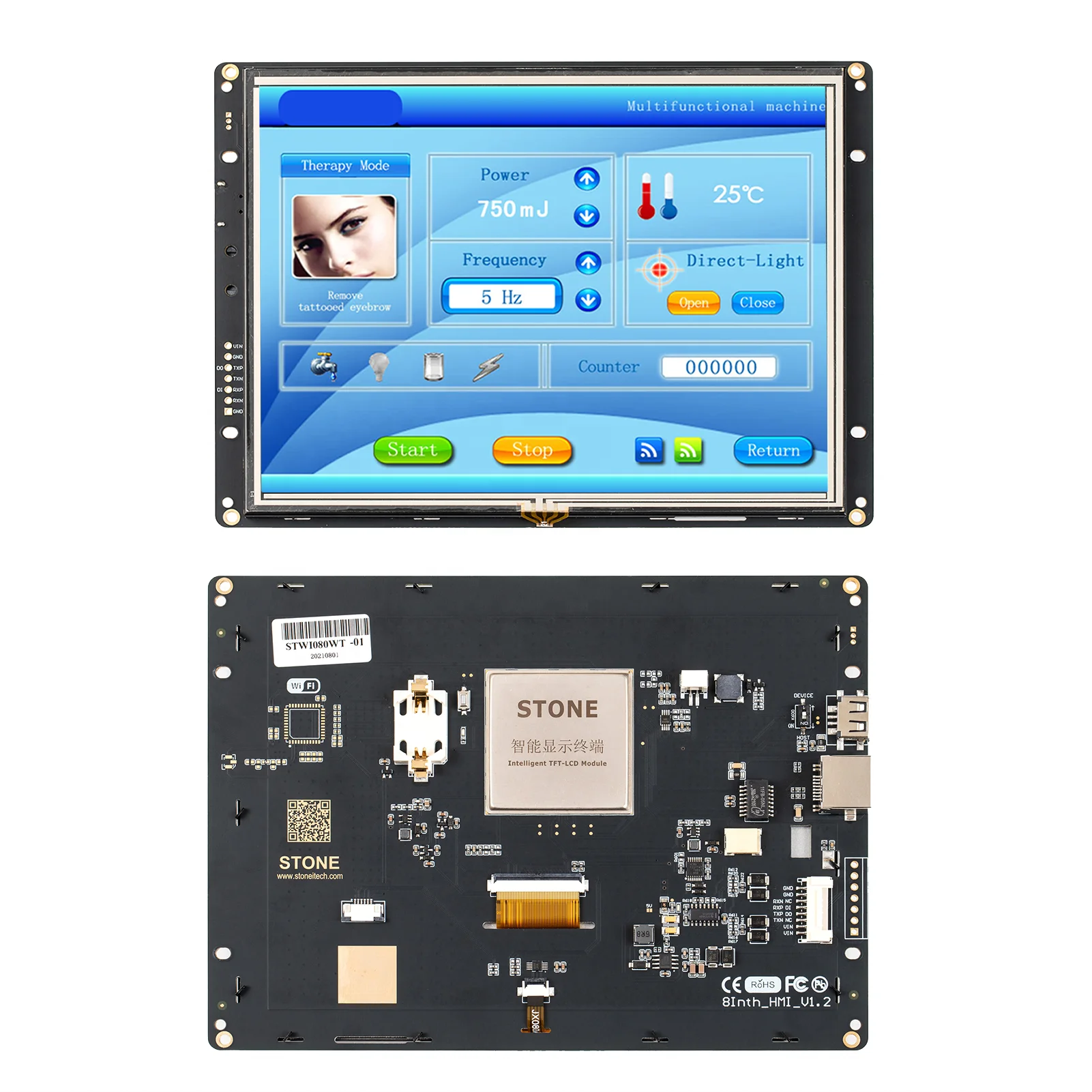 STONE 8 inch tft lcd module 800*600 hmi lcd touch screen smart lcd module industrial touch screen