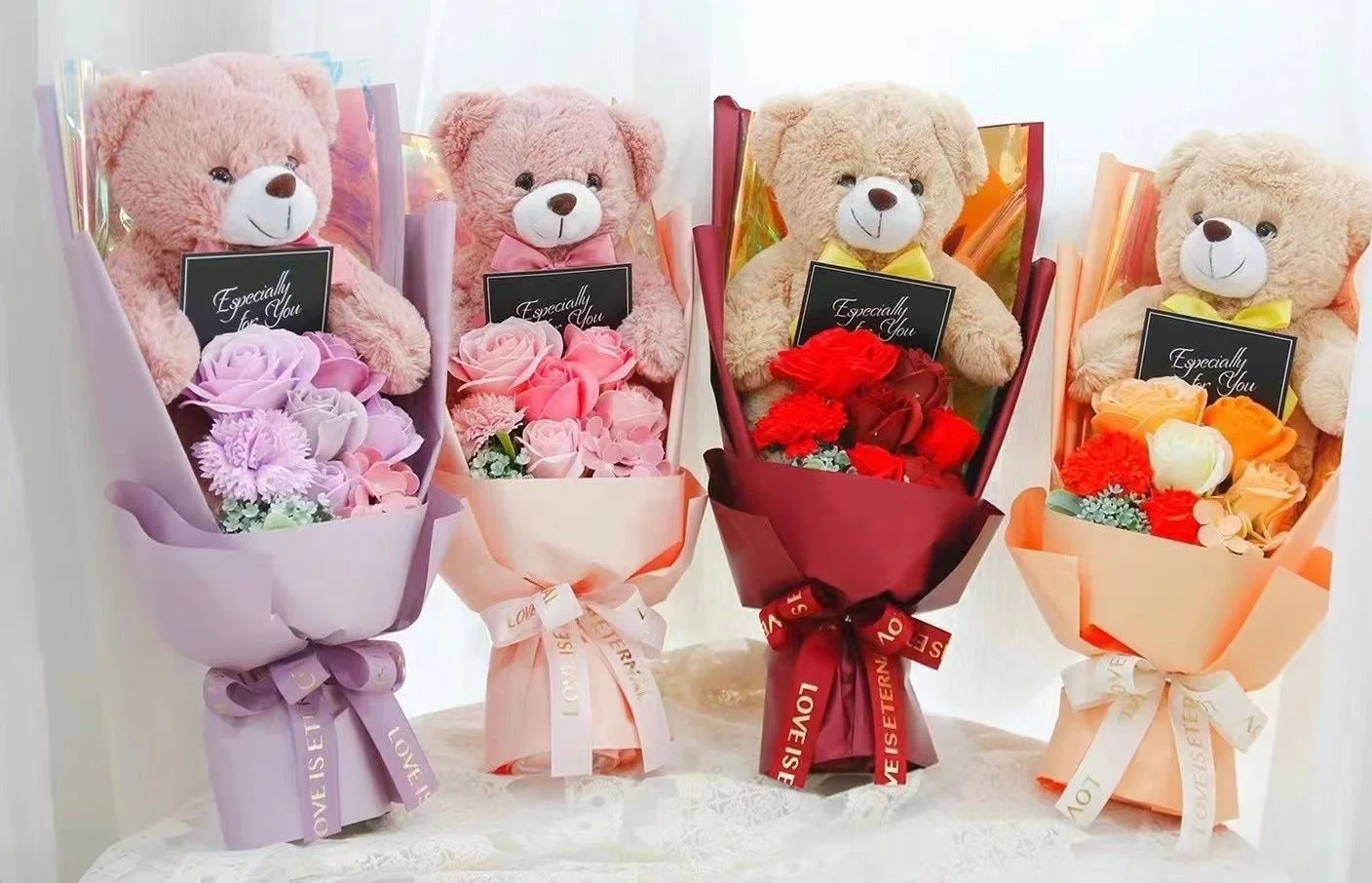 Плюшевый мишка тедди различных цветов, игрушка, Свадебный мультяшный букет, подарок на день матери