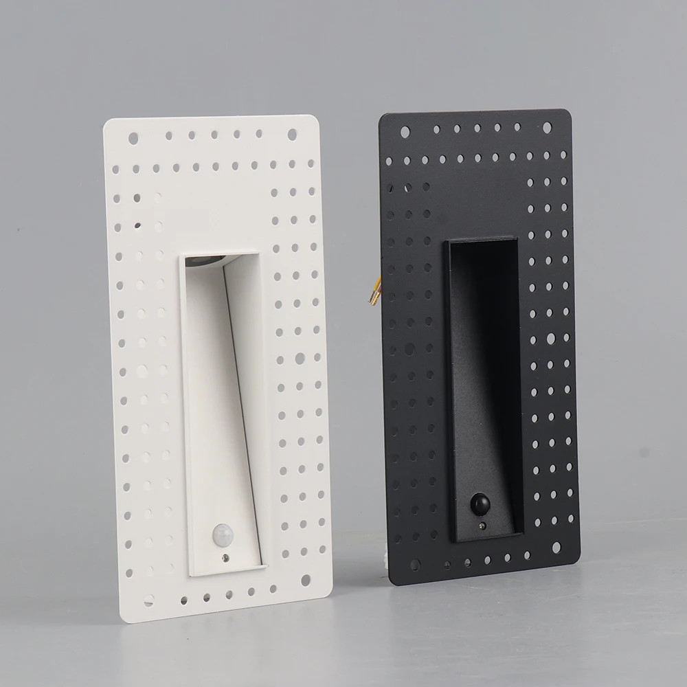 Outdoor waterproof square recessed 85-265v step wall lamp trimless led stair light with motion sensor