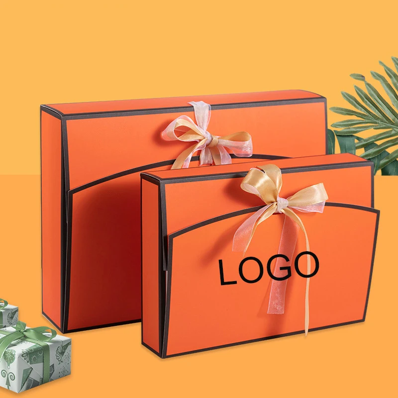 Custom Logo Bow Ribbon Gifts Carton Paper Packing Scarf Box Pajamas Shirt Packaging Boxes Gift Package