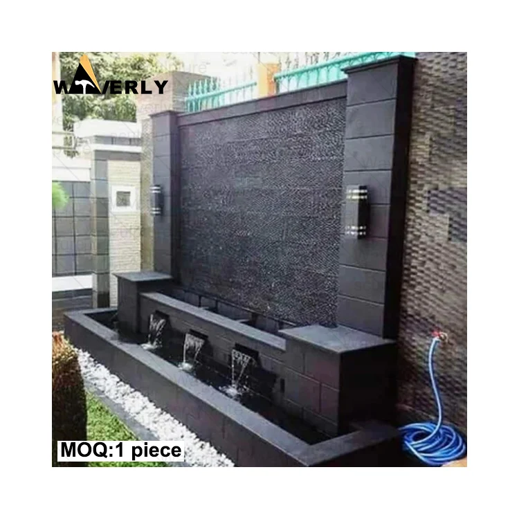 WAVERLY Custom Modern Outdoor Garden Decorative Wall Water Fountains Large Granite Natural Stone Outdoor Wall Fountain Waterfall