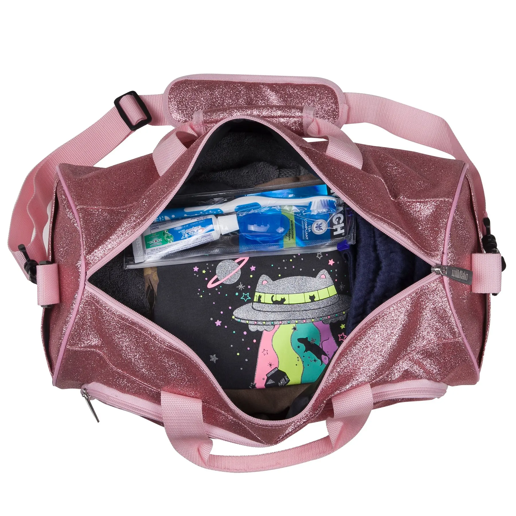 Custom Made Girls Pink Glitter Dance Bag Teenage weekender overnight travel duffel bag ballet cheerleading bag for Children
