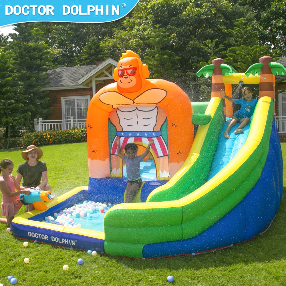 Doctor Dolphin Outdoor Inflatable Bouncy Castle Slide Pool With Slide Wholesales