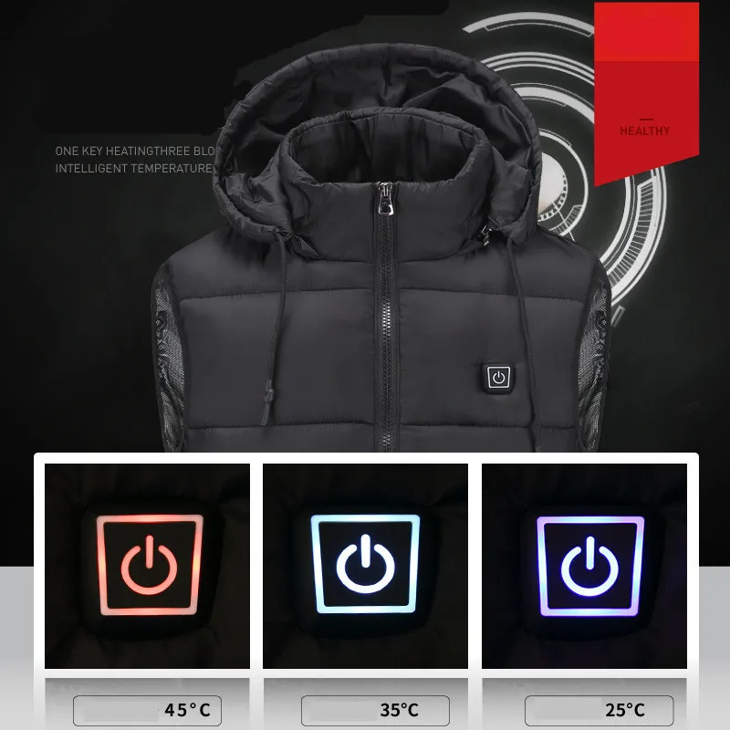 wholesale inventory Winter warm coat charging intelligent heating vest hooded heat cotton padded bodywarm vest jacket