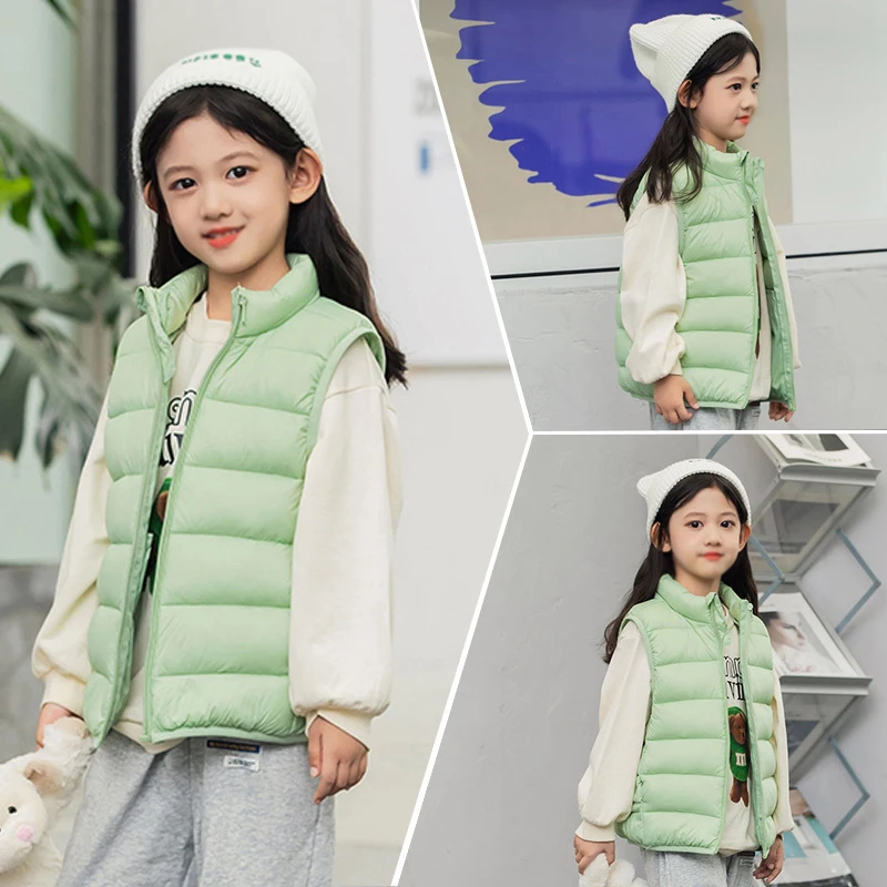 Wholesale Autumn  winter children outer wear solid 100-170 kids puffer waistcoat boys girls down vest