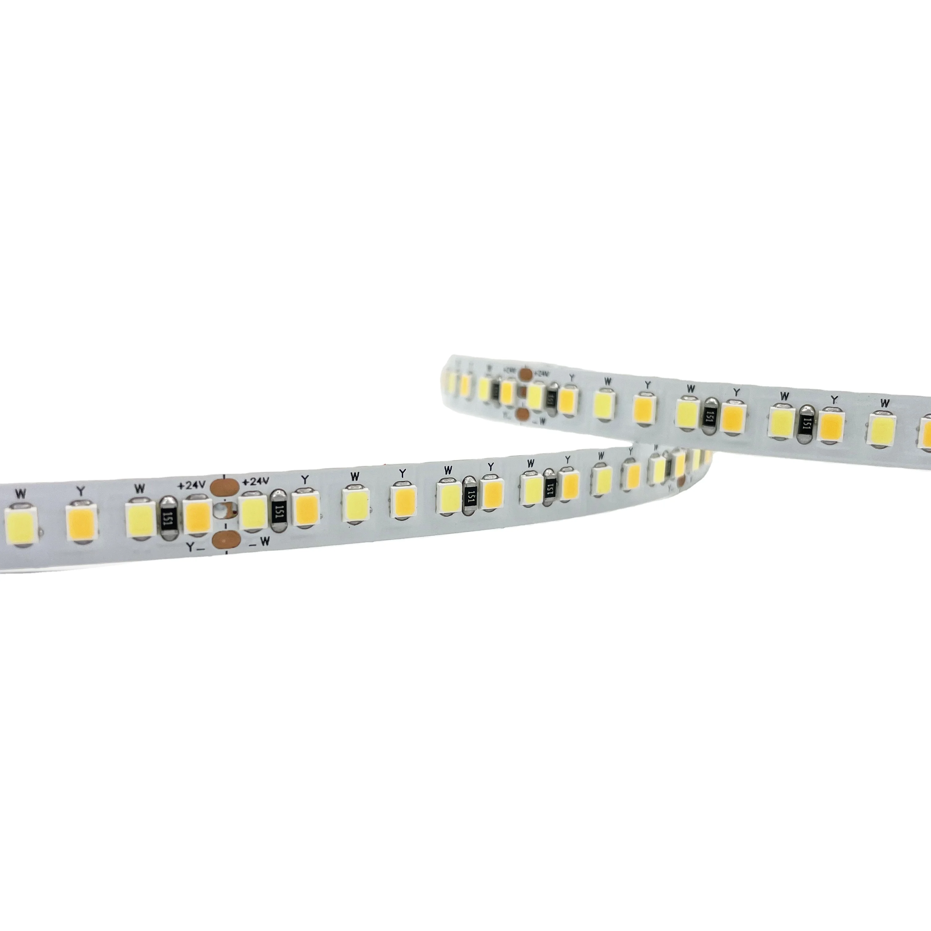Китайская заводская цена CCT 2835 Светодиодная лента двойной белый WW/CW 192LED/M DC24V 8 мм ширина PCB напрямую с завода