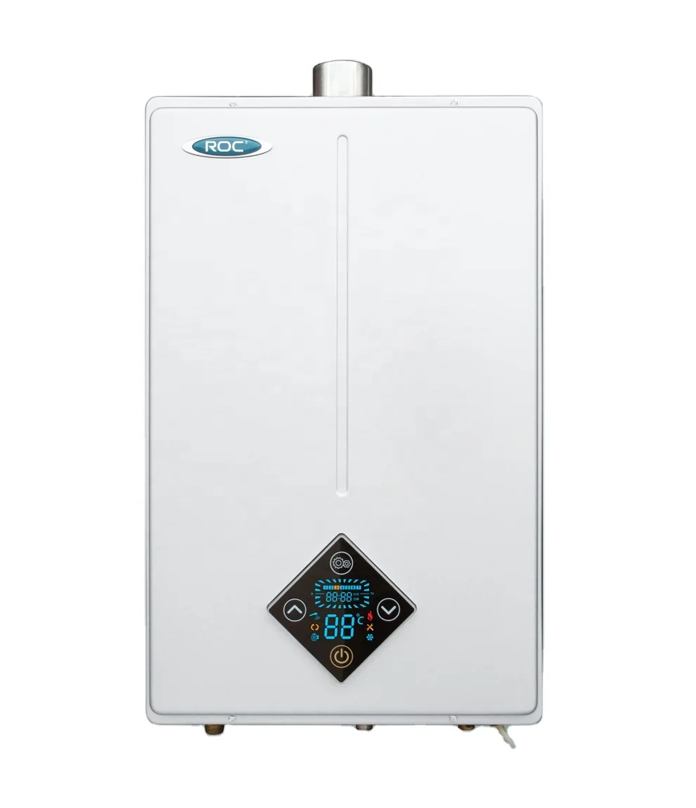 ROC 12L-16L Wall Electric Double Frequency Stainless Gas Water Heater Gas Boiler Indoor Instant Hot Water for Household