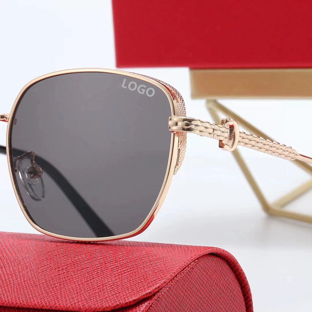 2024 солнцезащитные очки Lunettes De Soleil модные в металлической оправе стиле ретро роскошные дизайнерские с логотипом