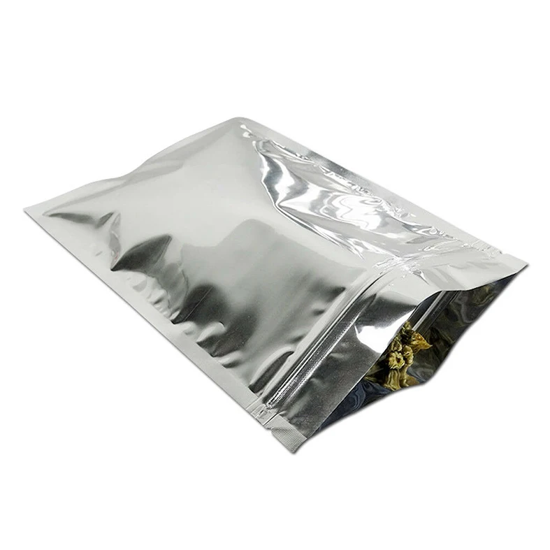 Silver Aluminum Foil Mylar Foil Ziplock Bags Resealable Pouches Pack Plastic Zipper