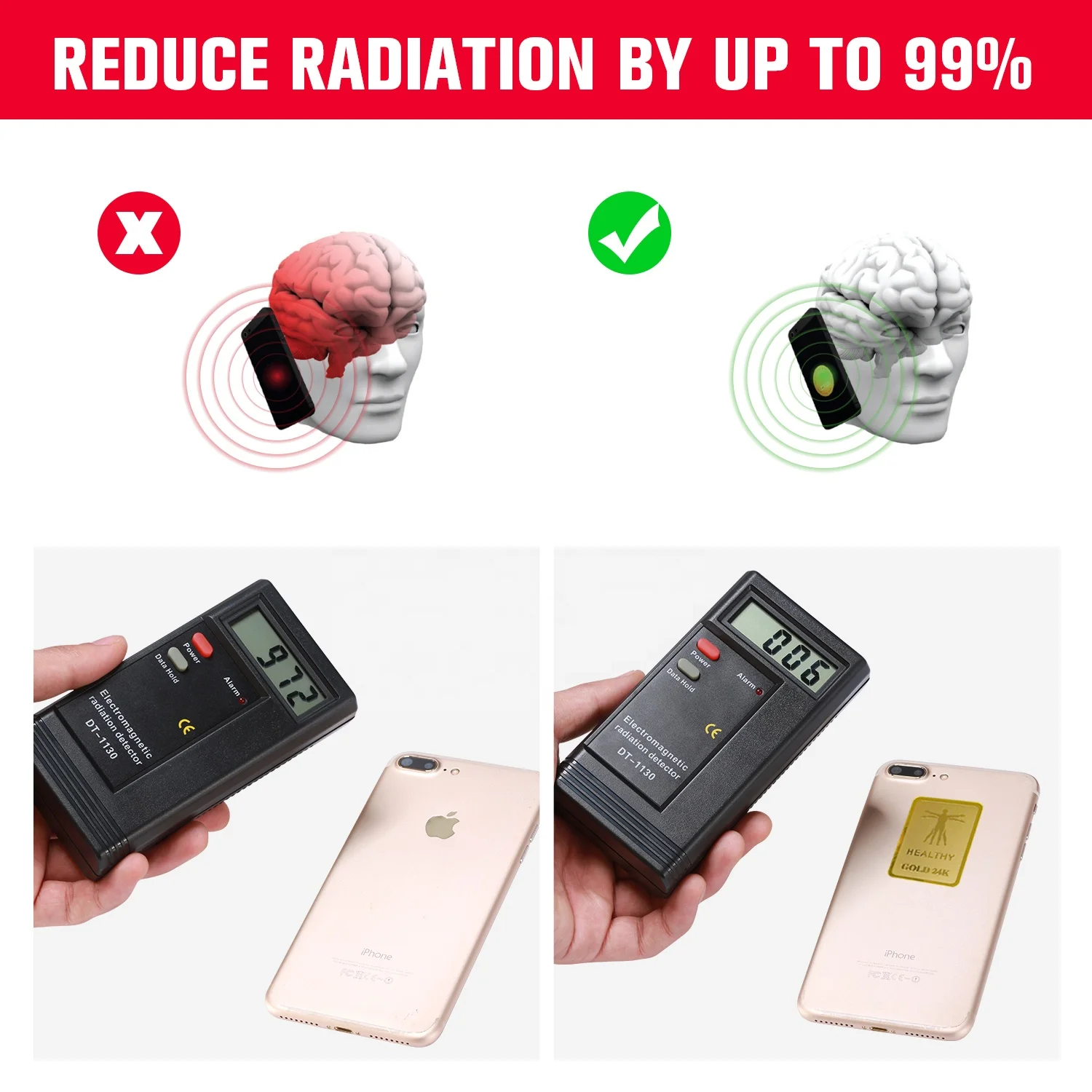  24K золотой EMF чип анти радиационный экран наклейка энергосберегающий мобильный телефон