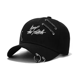 Spring Summer Cotton Adjustable Sports Hat Woman Man Letters Embroider Hats and Caps with Ring Punk Street Fashion Baseball Cap
