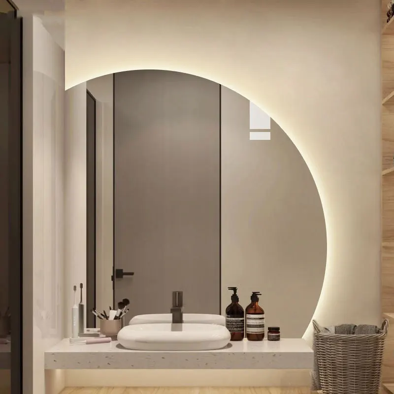 New modern high-end fashion half round wall-mounted customizable round bathroom mirror