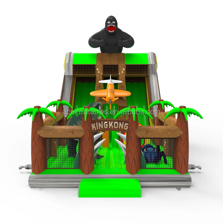 commercial customized kids bouncy jump castle with slide amusement outdoor fun city king kong gorilla inflatable playground