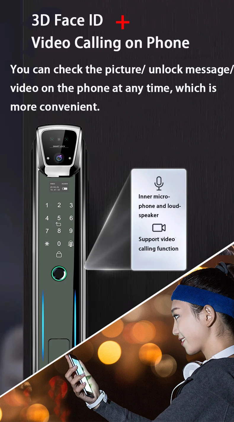 QLEUNG S937MAX Smart WiFi APP Xhome Doorlock Digital Fingerprint Camera Video Calling Locks Smart Home Door Lock