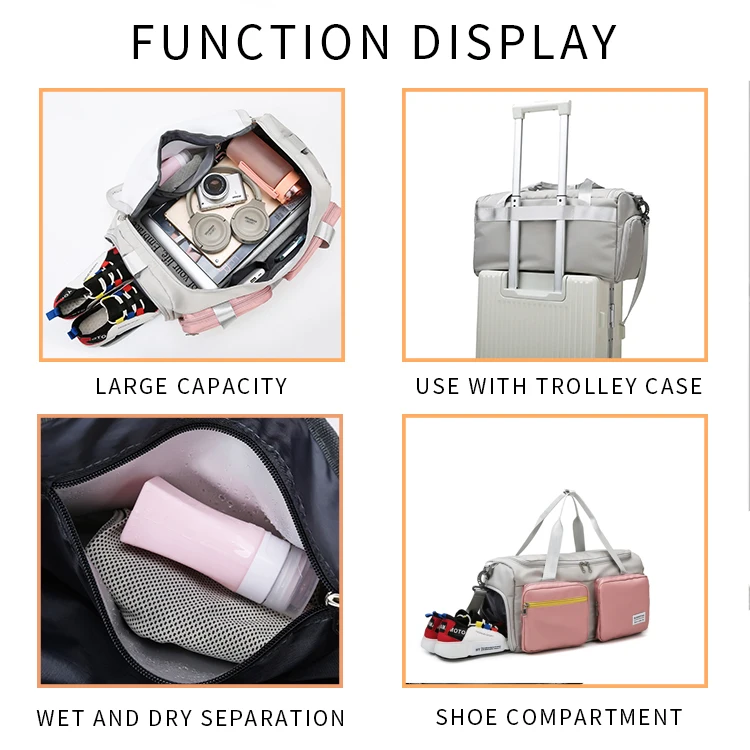 FLYFIT Unisex Gym Workout Waterproof Bags With Shoe Compartment Sports Duffle For Men Womens Custom