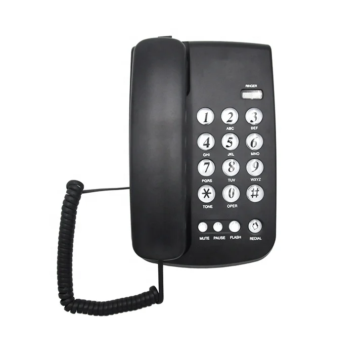 Guangdong Low Price Desktop Basic Corded Telephone with Redial Mute and Incoming Calls LED Indicator Function