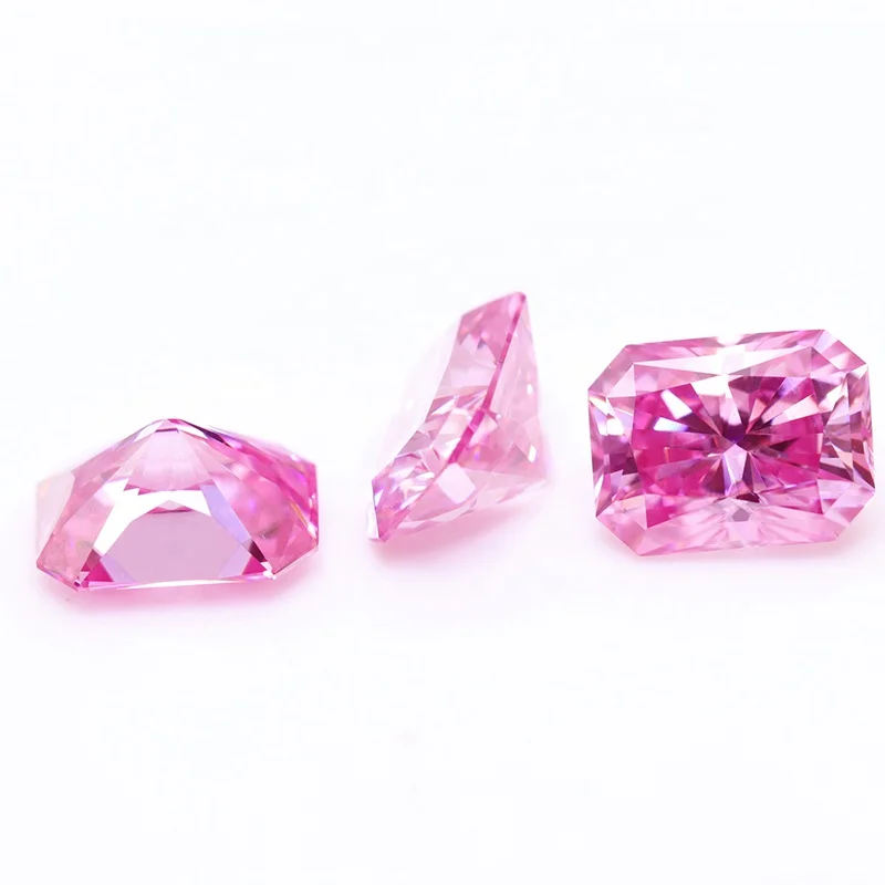 Loose Synthetic Diamond 9*11mm 5 Carats Special pink Radiant Cut Moissanite