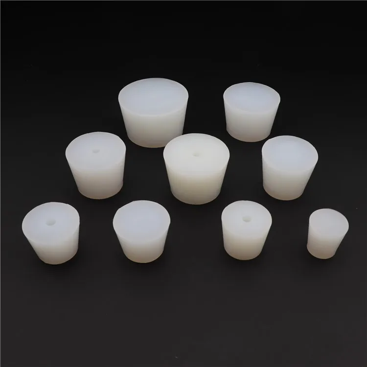 Food Grade Soft Flexible Conical Silicone Rubber Stoppers Plug with 8mm Hole For Home Brew Wine Airlock