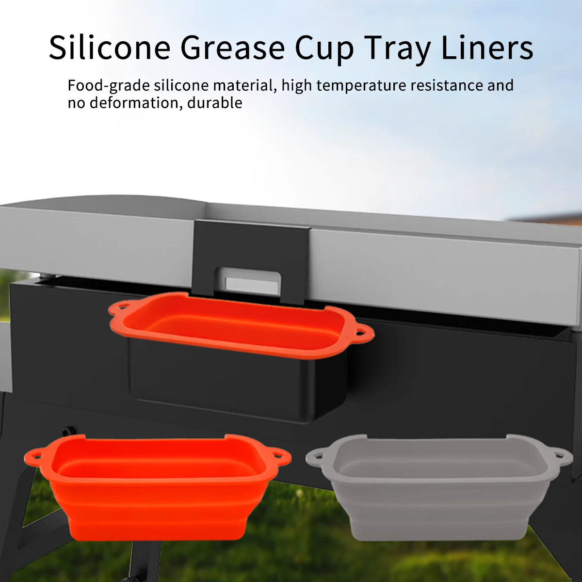 Custom Logo Foldable Silicone Foil Tray Lined Drip Pan Tary Liners Grill Grease Cup Liners For Bbq Griddle Accessories