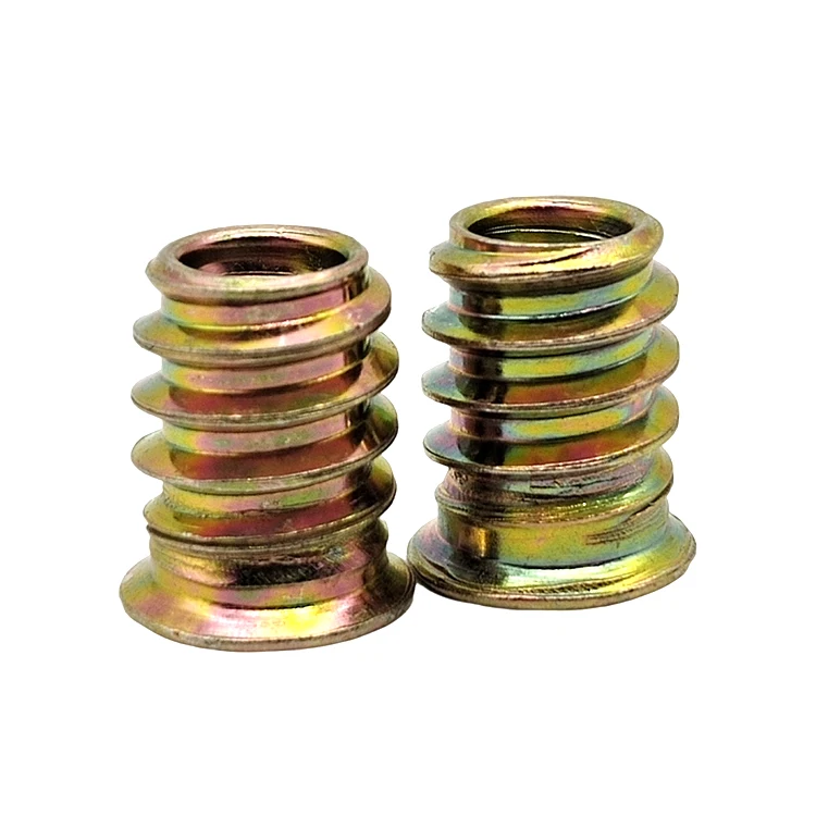 Furniture M4 M5 M6 M8 Zinc Alloy Steel Flange Hexagon  Thread Wood Insert Nut