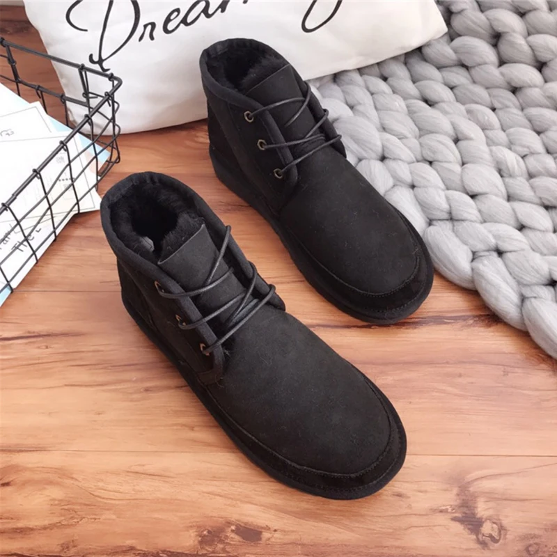 Wholesale Fashionable Walking Style Big Size Women Men Autumn Winter Warm Ankle Neumel Sheepskin Fur Male Snow Boots