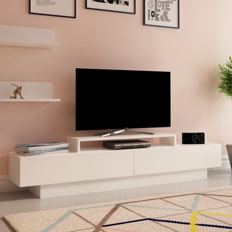 Living Room Furniture Modern European Shelf Television Stand Grey Entertainment Center Tv Cabinet with wall hanging shelf