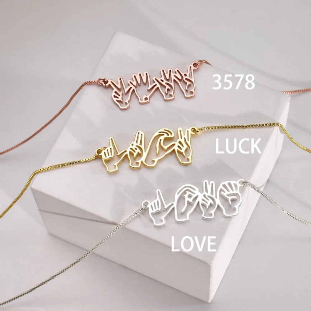 QIUHAN New Stainless Steel Fun Personalized Customized Finger Letters Women Name Necklace