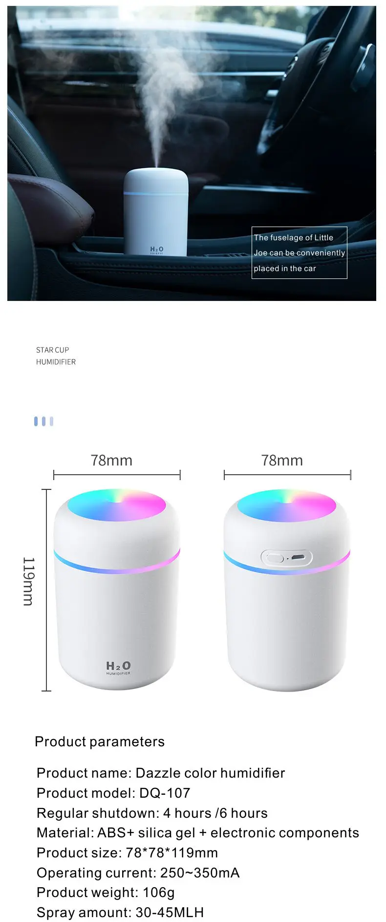 2022 New Product Room Humidifiers USB Rechargeable Air Purifier Humidifier Mute Personal Humidifier