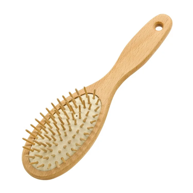 Personalized Private Label Detangling Cushion Paddle Round Comb All Purpose Hairbrush Kit Natural Wooden Hair Massage Brush Set