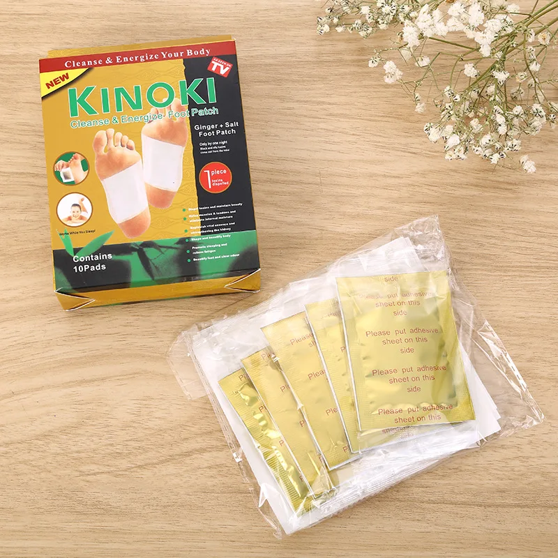 Kinoki Medical Golden Herbal Ginger Detox Foot Patch Korean & Japan Traditional Chinese 10 Pack CE OEM Foot Pads Comfortable