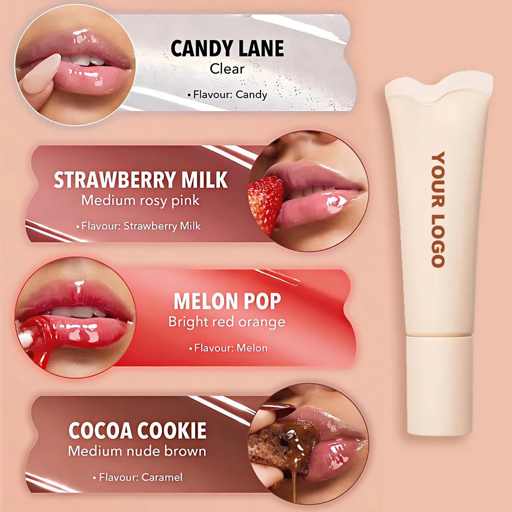 Custom Logo Holiday 4 Colors Woman Bright High Quality Vegan Moisturizing Pigment Lip Gloss Luxury