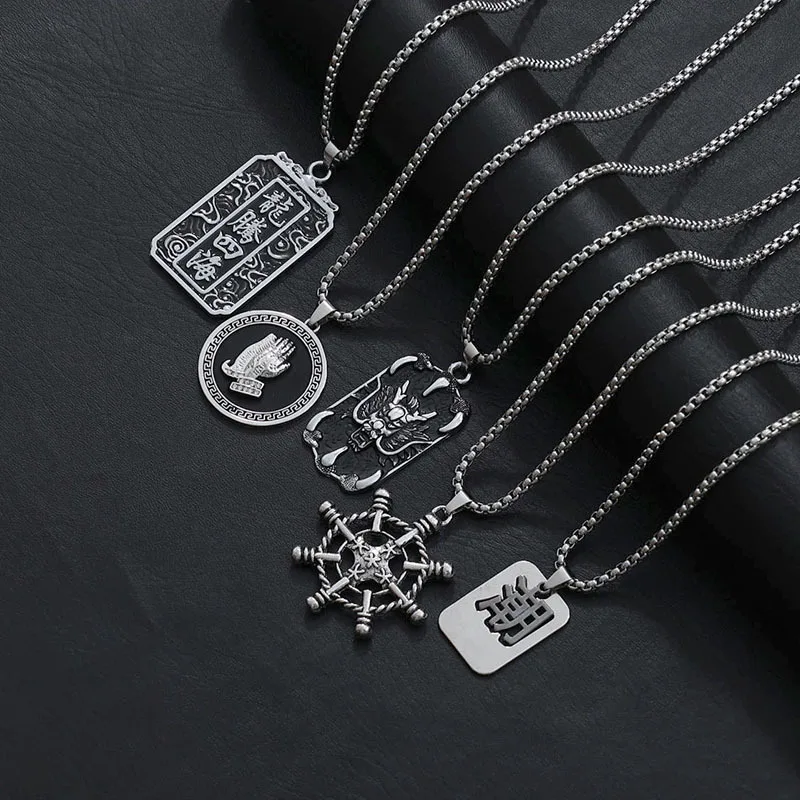 Оптовая продажа популярные модные ювелирные изделия мужские серебряные хип-хоп панк ретро крест из титана нержавеющей стали кулон ожерелье для мужчин