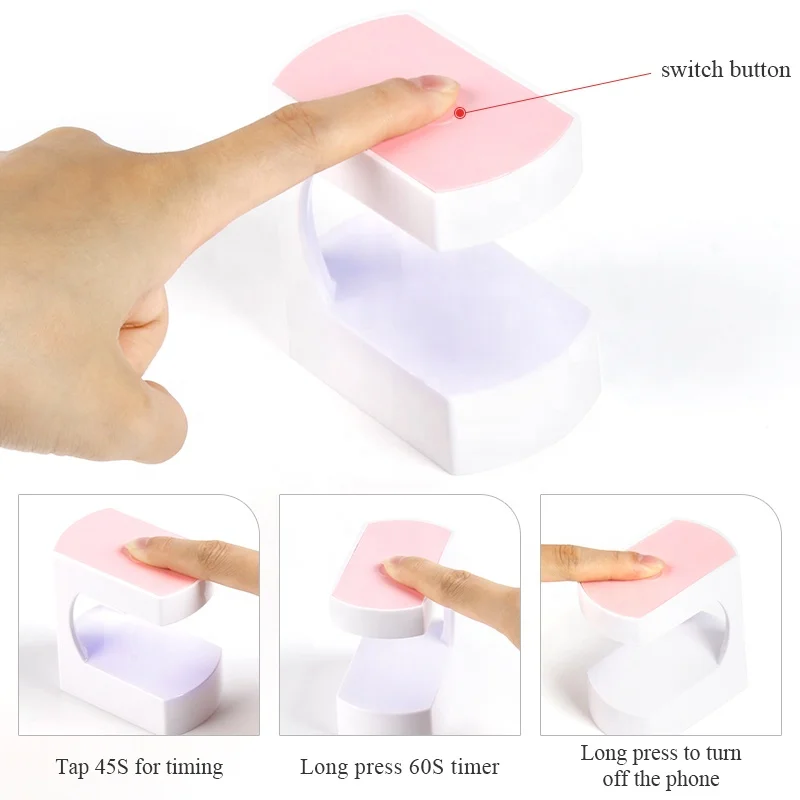 Mini UV LED Nail Lamp USB Portable Nail Light with Timer for Gel Nails Quicky-Dry Gel Polish Drying Lamp for Manicure Art DIY