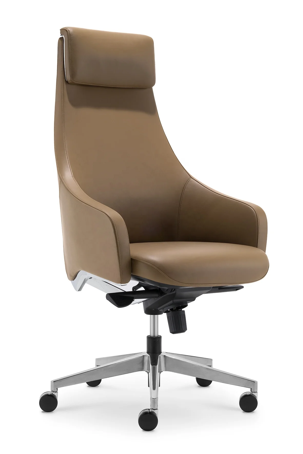 Modern brown PU leather high back ergonomic back support executive office chair