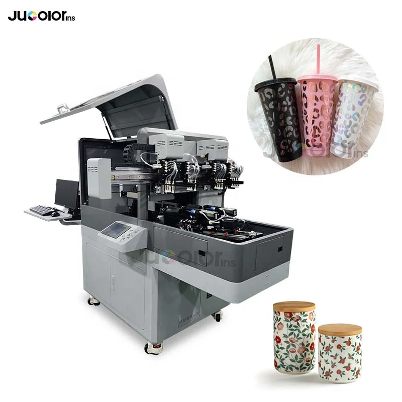 Jucolor High efficiency 360 degree cylinder uv printer for Cups Metal bottle plastic cups
